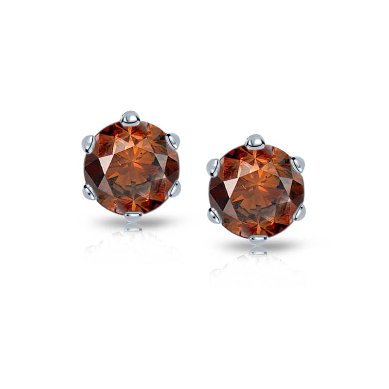 Auriya 14k Gold 1/4ctw Brown Diamond Stud Earrings 6-prong (SI1-SI2)