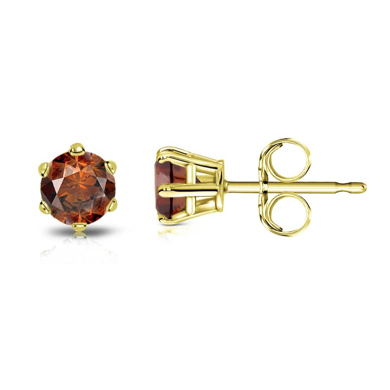 Auriya 14k Gold 1/3ctw Brown Diamond Stud Earrings 6-prong