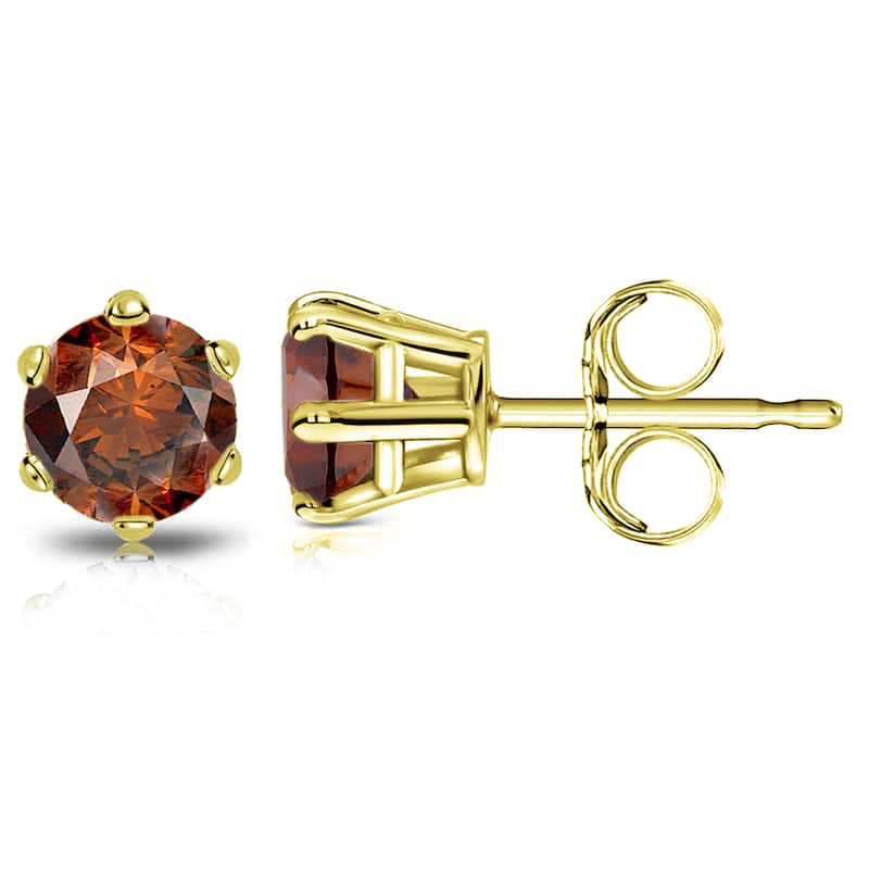 Auriya 14k Gold 1 1/2ctw Brown Diamond Stud Earrings 6-prong (SI1-SI2)