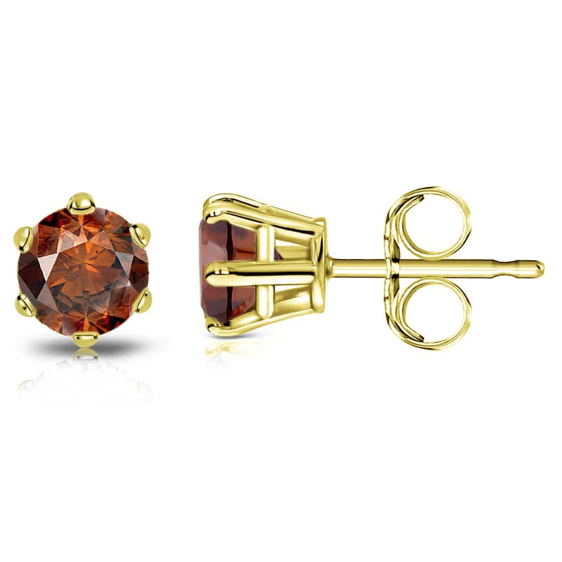 Auriya 14k Gold 1ctw Brown Diamond Stud Earrings 6-prong (SI1-SI2)