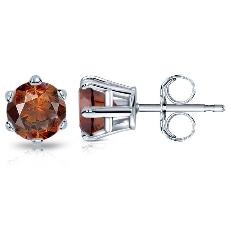 Auriya 14k Gold 2ctw Brown Diamond Stud Earrings 6-prong (SI1-SI2)