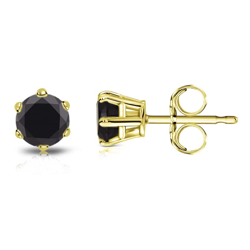 Auriya 14k Gold 1/2ctw Black Diamond Stud Earrings 6-Prong