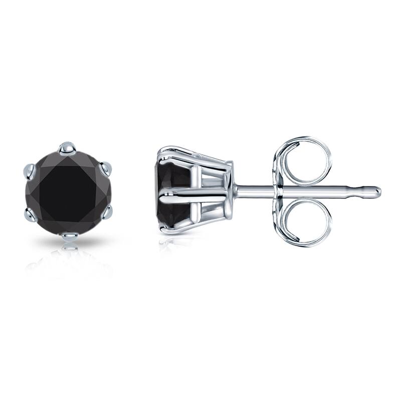 Auriya 14k Gold 1/2ctw Black Diamond Stud Earrings 6-Prong