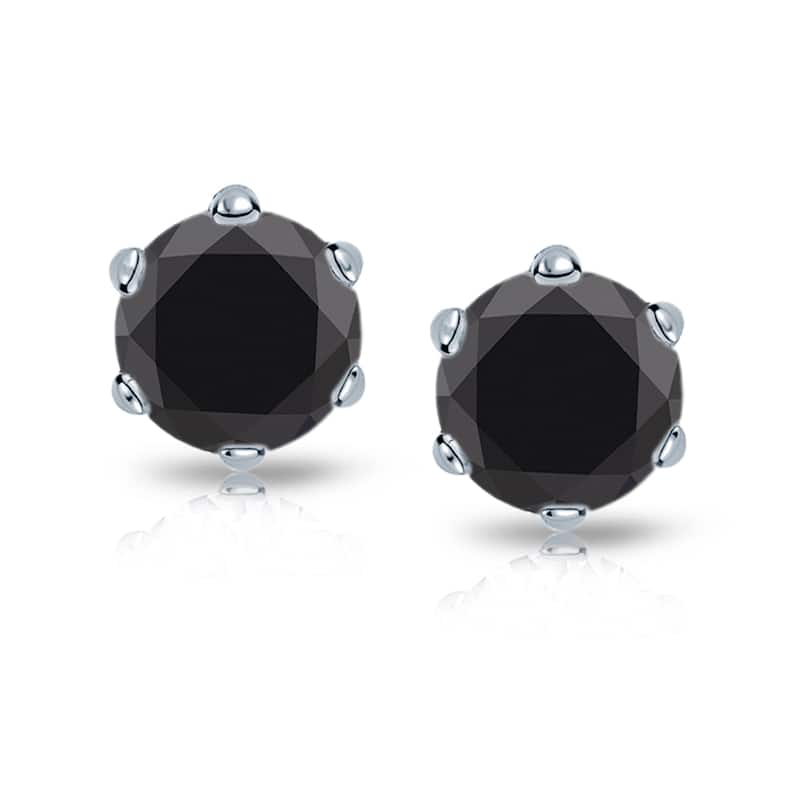 Auriya 14k Gold 1/2ctw Black Diamond Stud Earrings 6-Prong