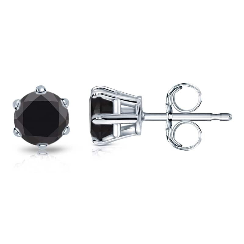 Auriya 14k Gold 3/4ctw Black Diamond Stud Earrings 6-Prong