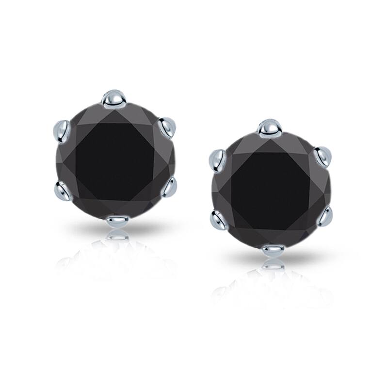 Auriya 14k Gold 1 1/2ctw Black Diamond Stud Earrings 6-Prong