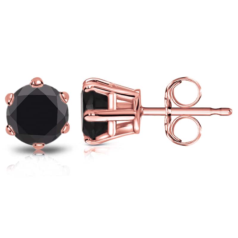 Auriya 14k Gold 2ctw Black Diamond Stud Earrings 6-Prong