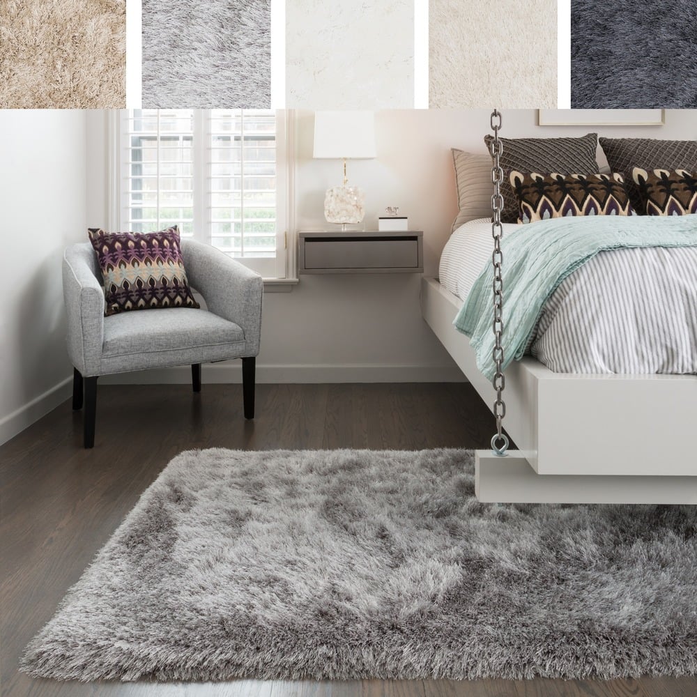 Alexander Home Leo Solid Plush Shag Area Rug