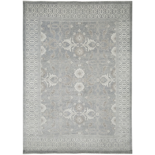Shop HandKnotted Bethel Grey New Zealand Wool Area Rug 9 x 12 On