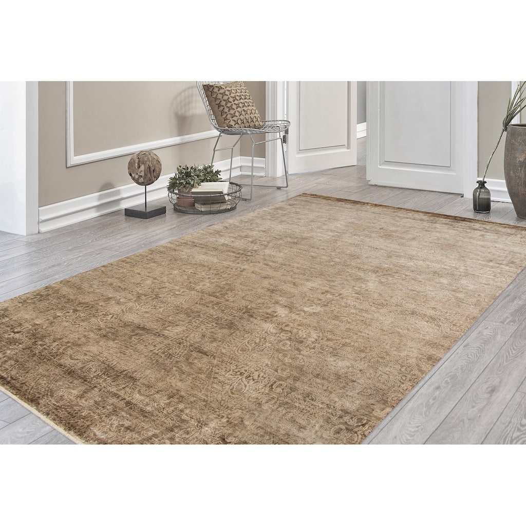 Abeli Loki Hand-Knotted Natural Handspun Silk Area Rug