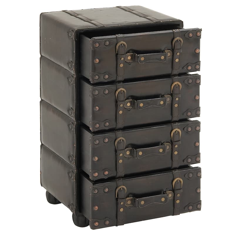 Hamilton Brown Wood/Leather Side Accent Chest