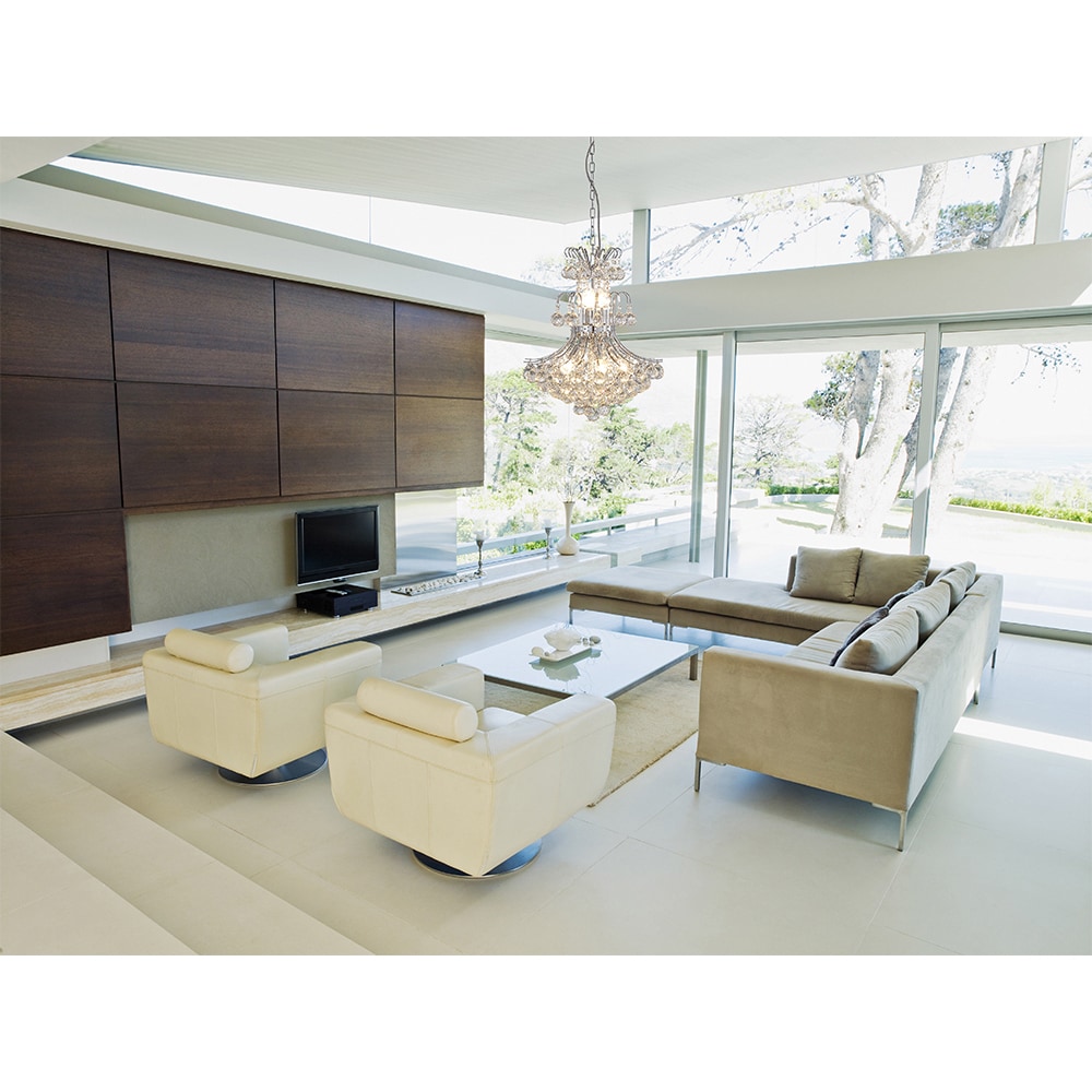 OVE Decors Windsor II Chrome-finish Iron and Crystal Integrated LED Chandelier (Chrome) - Chandeliers For Bedrooms by Overstock.com