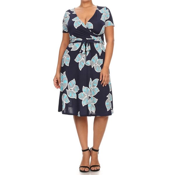 Shop Women's Polyester/Spandex Plus-size Floral Dress - On Sale - Free ...