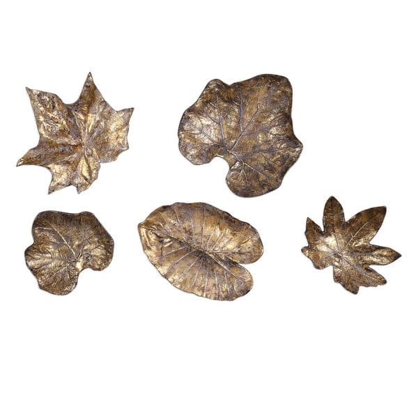 Bronze Leaves Wall Art Set Of 5 Overstock 12514102