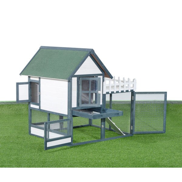 Shop Pawhut 52-inch Green and White Wooden Chicken Coop ...