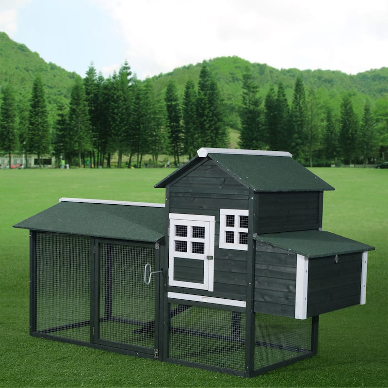 Pawhut Green Wooden Backyard Chicken Coop