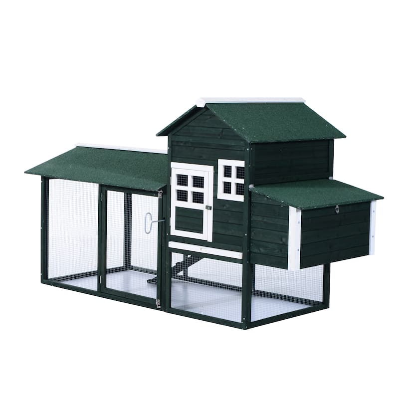 Pawhut Green Wooden Backyard Chicken Coop