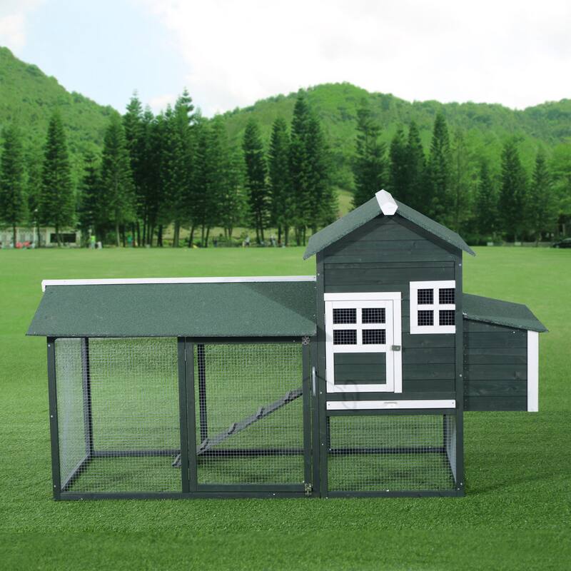 Pawhut Green Wooden Backyard Chicken Coop