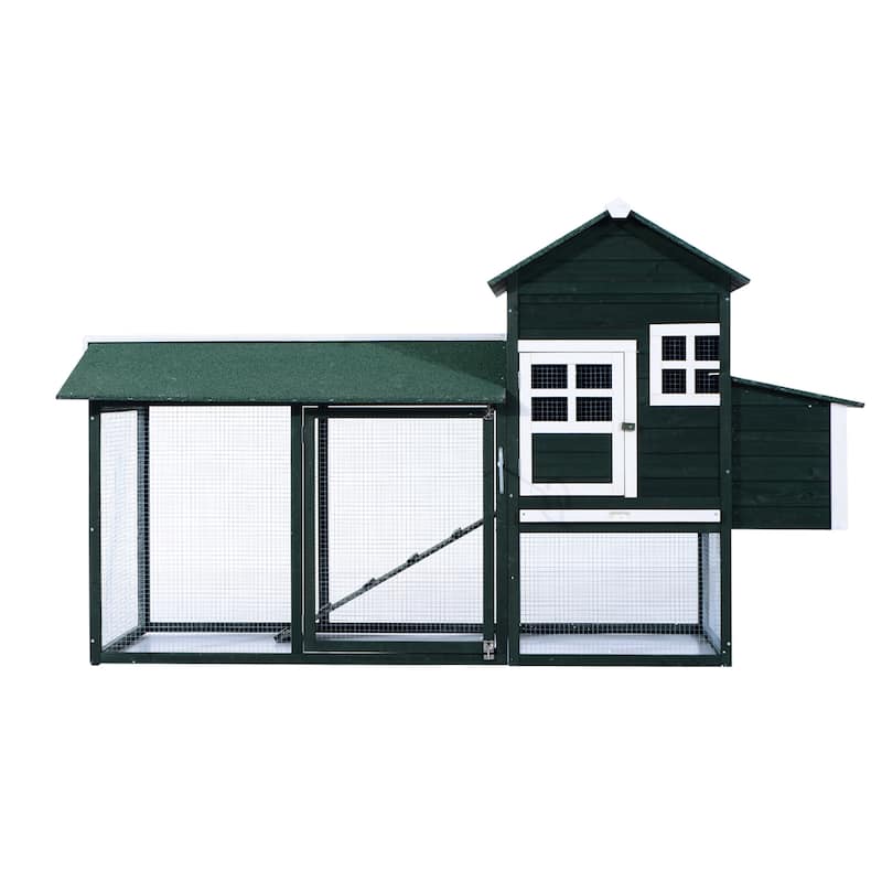Pawhut Green Wooden Backyard Chicken Coop