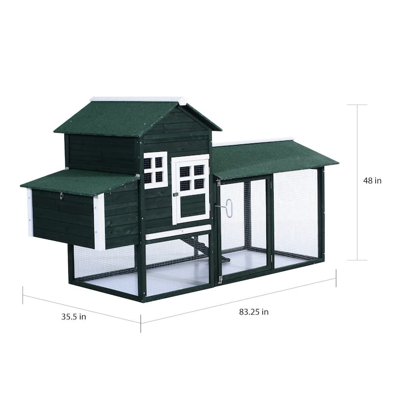 Pawhut Green Wooden Backyard Chicken Coop