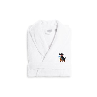 Authentic Hotel and Spa Navy Blue Unisex Turkish Cotton Waffle Weave Terry  Bath Robe with White Block Monogram - On Sale - Bed Bath & Beyond - 16498255