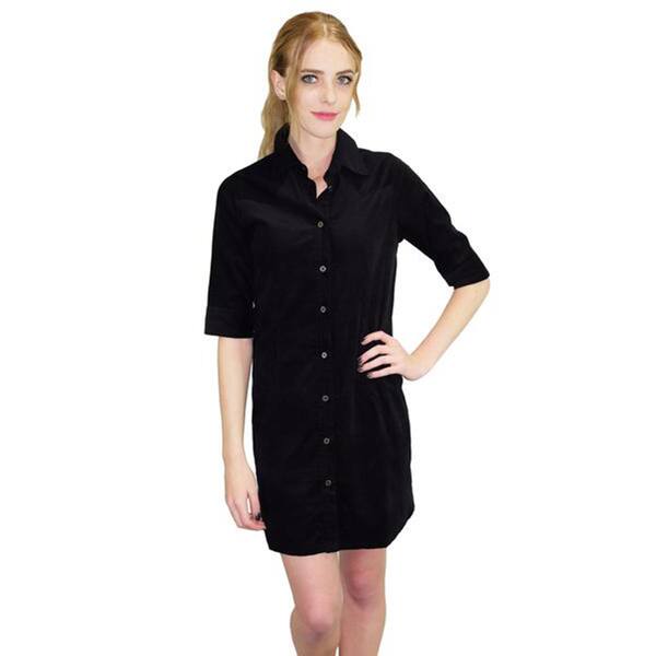 black corduroy shirt dress