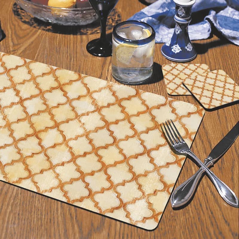 CounterArt Antique Quatrefoil Hardboard Placemat, Set of 2