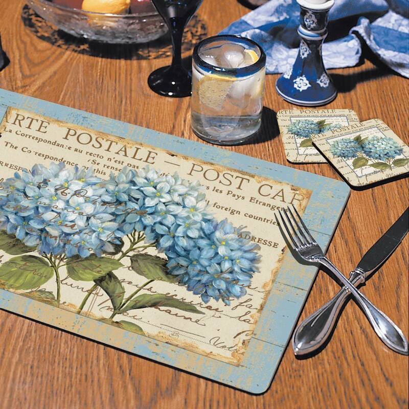 CounterArt Blue Hydrangeas Country Hardboard Placemats (Set of 2)