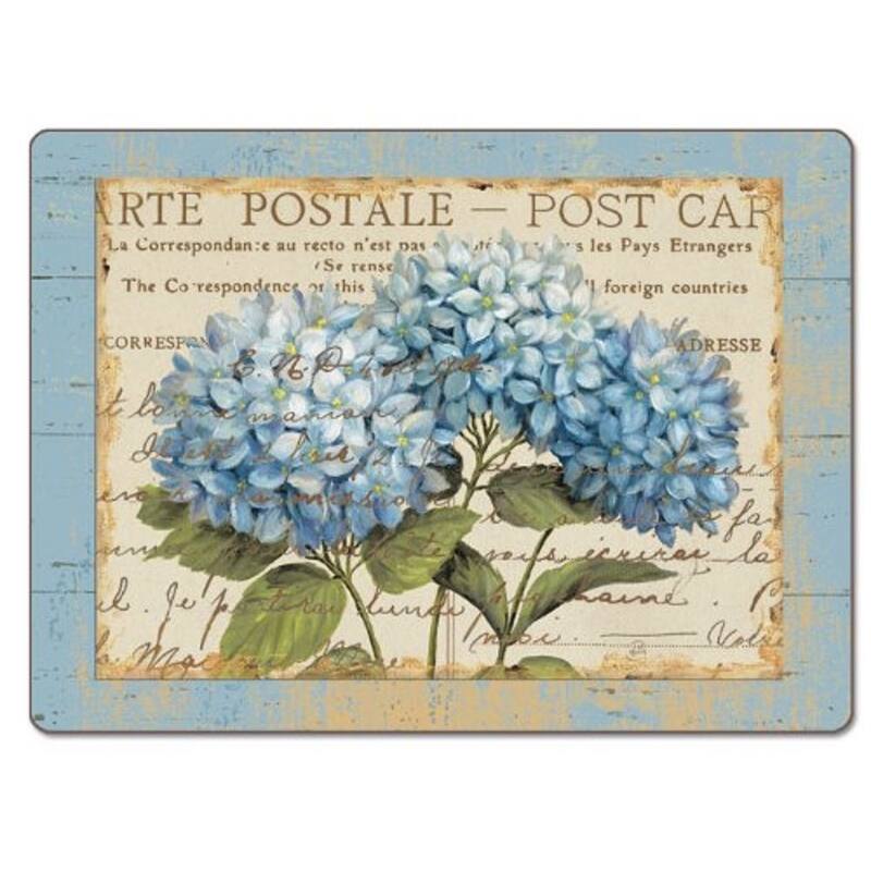 CounterArt Blue Hydrangeas Country Hardboard Placemats (Set of 2)
