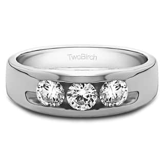 twobirch platinum mens 13ct tgw 3 stone channel set white sapphire wedding - Platinum Mens Wedding Rings twobirch platinum mens 13ct tgw 3 stone channel set white sapphire wedding - Platinum Mens Wedding Rings