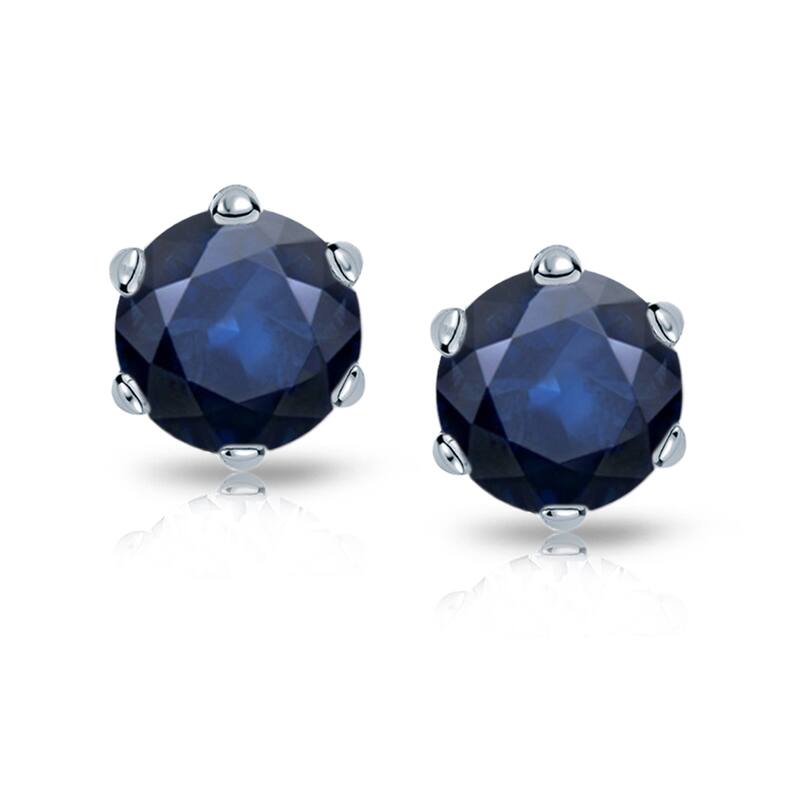 Auriya 14k Gold Round Sapphire Solitaire Stud Earrings 1/2ct TGW 6-Prong