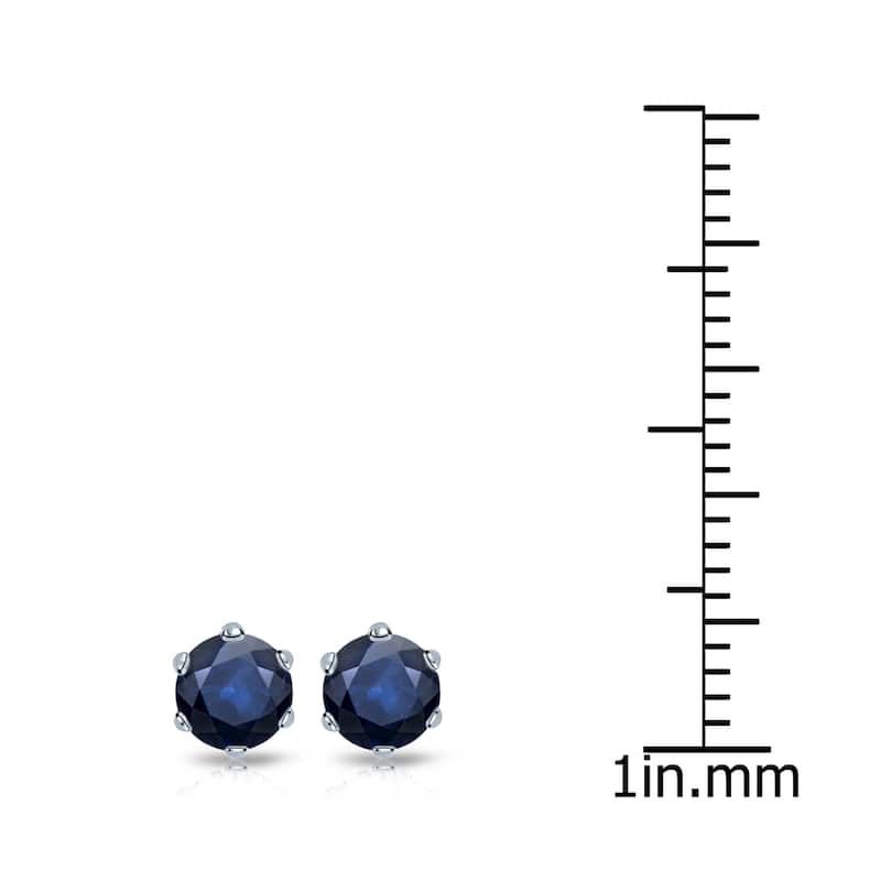 Auriya 14k Gold Round Sapphire Solitaire Stud Earrings 3/4ct TGW 6-Prong