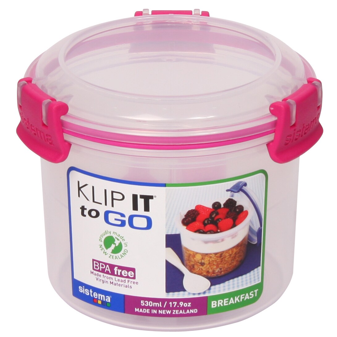 Klip It Set of 3 Breakfast to Go Containers with Spoon 