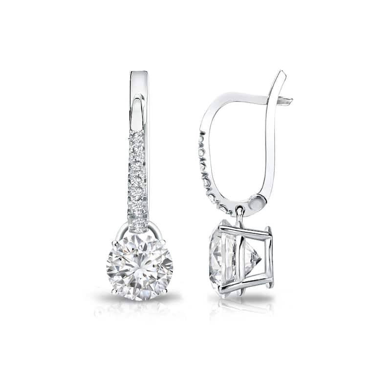 Auriya 3/4ctw Round Diamond Dangle Earrings 14k Gold (H-I, SI1-SI2) - White