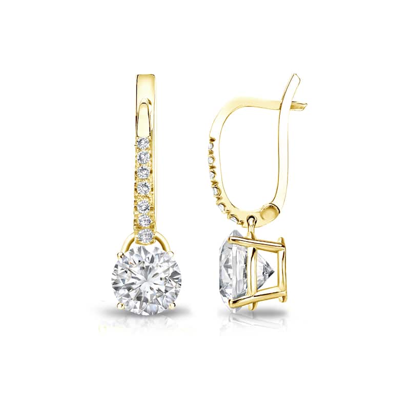 Auriya 3/4ctw Round Diamond Dangle Earrings 14k Gold (H-I, SI1-SI2) - Yellow