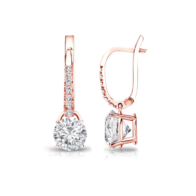 Auriya 3/4ctw Round Diamond Dangle Earrings 14k Gold (H-I, SI1-SI2) - Rose
