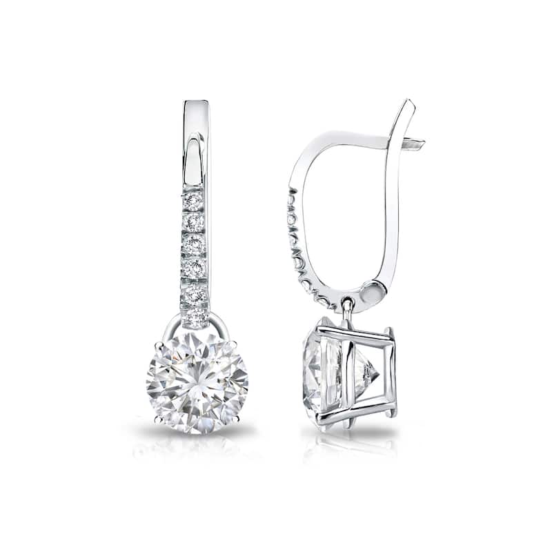 Auriya 1ctw Round Diamond Dangle Earrings 14k Gold