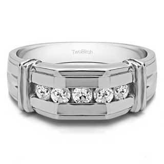 twobirch sterling silver channel set mens ring with bars with diamonds 036 cts - Overstock Wedding Rings twobirch sterling silver channel set mens ring with bars with diamonds 036 cts - Overstock Wedding Rings