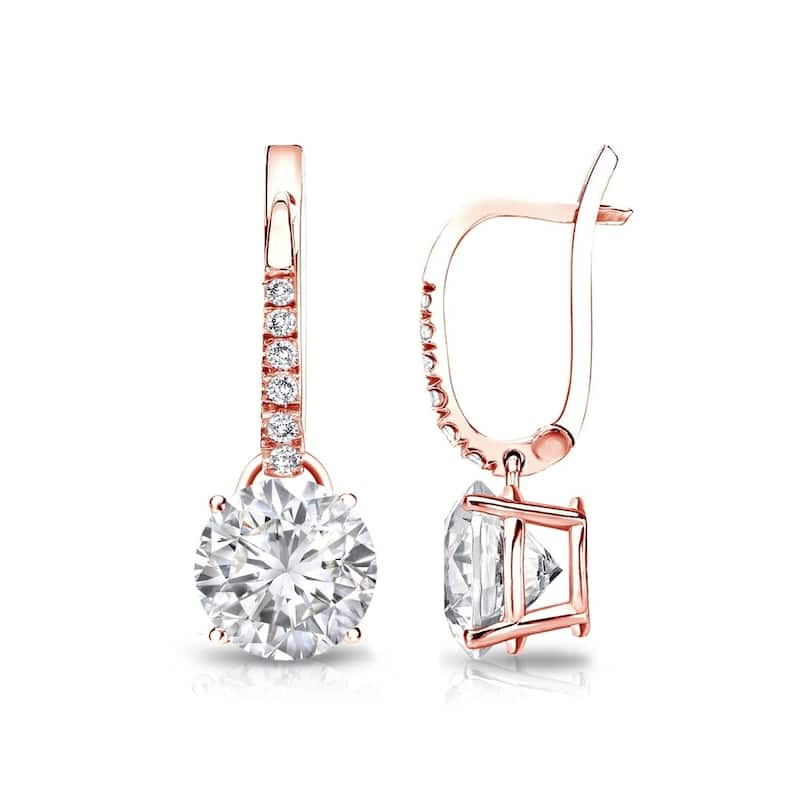 Auriya 2ctw Round Diamond Dangle Earrings 14k Gold (H-I, SI1-SI2) - Rose