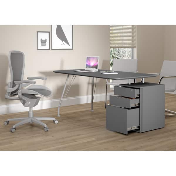 Shop Modern Office Desk With Cabinet Graphite Overstock 12517325
