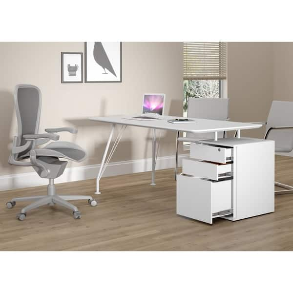 Shop Modern Office Desk With Cabinet White Free Shipping Today