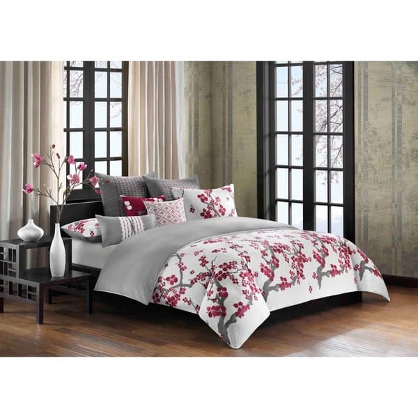 Shop N Natori Cherry Blossom Multi Cotton Duvet Cover Set