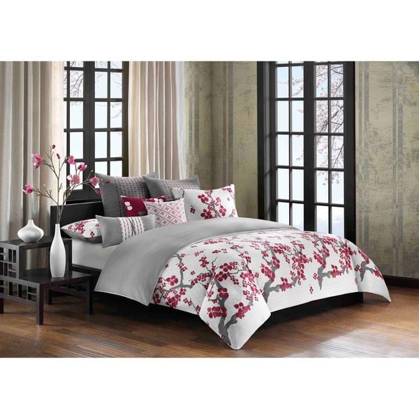 Shop N Natori Cherry Blossom Multi Cotton Comforter Set ...