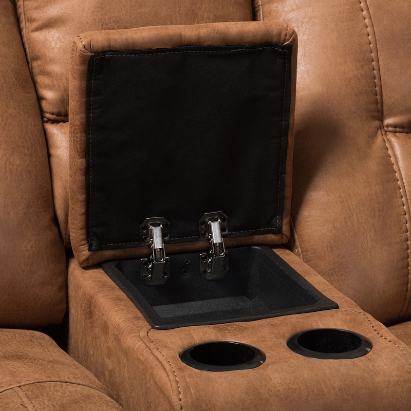 Baxton Eukleides 6-pc. Light Brown Palomino Suede Reclining Corner Sectional Set