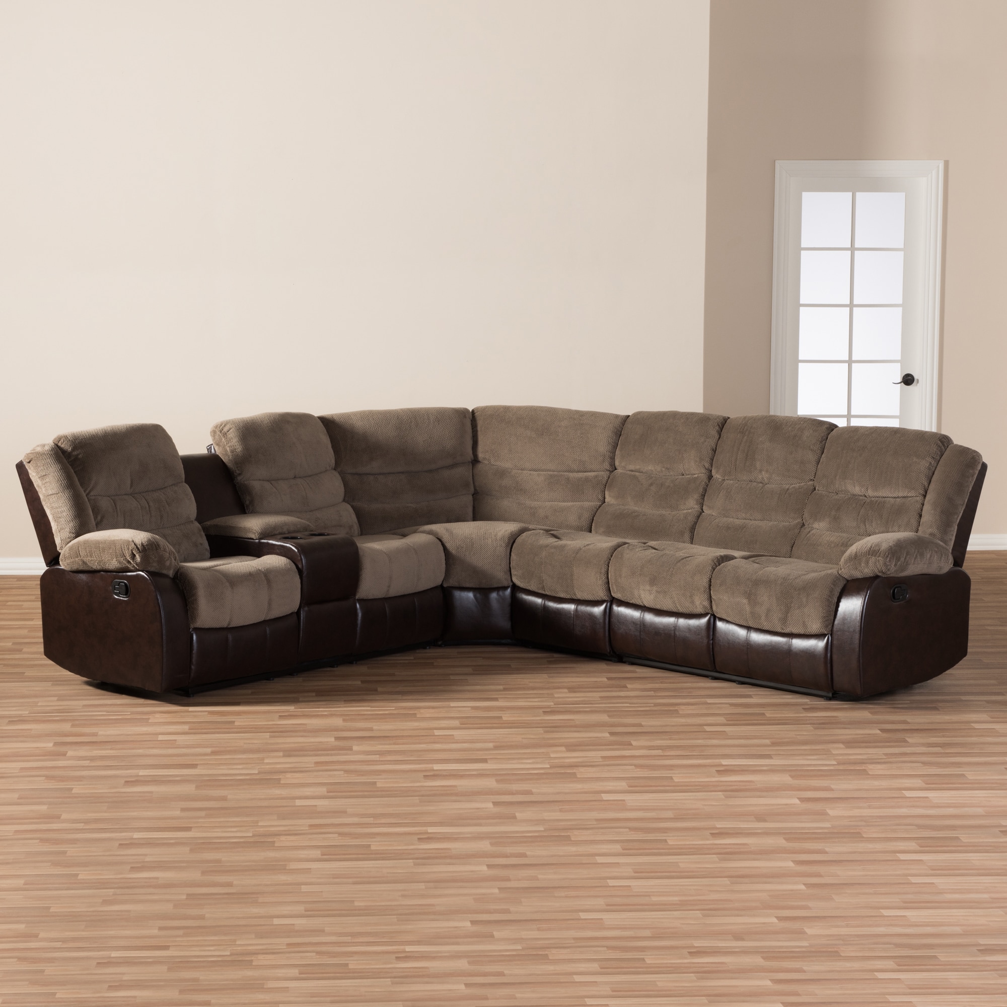 Baxton Studio Eudne Modern and Contemporary Taupe Fabric and Brown