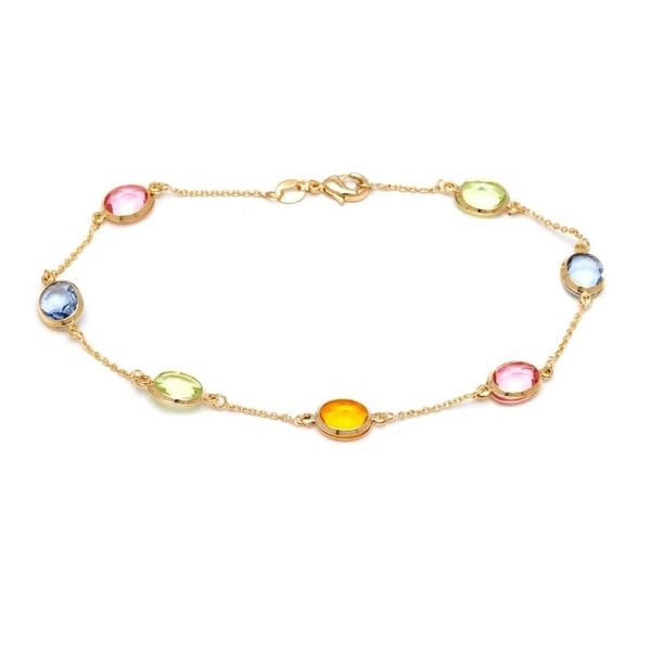Shop Goldplated Gold and Multi-color Crystals Round Ankle Bracelet ...
