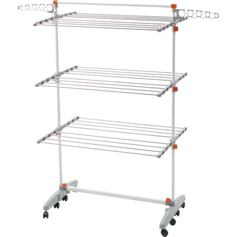 idee BDP-V23 Premium Foldable 8-wheeled Clothes Laundry Drying Rack with Stainless Steel Hanging Rods