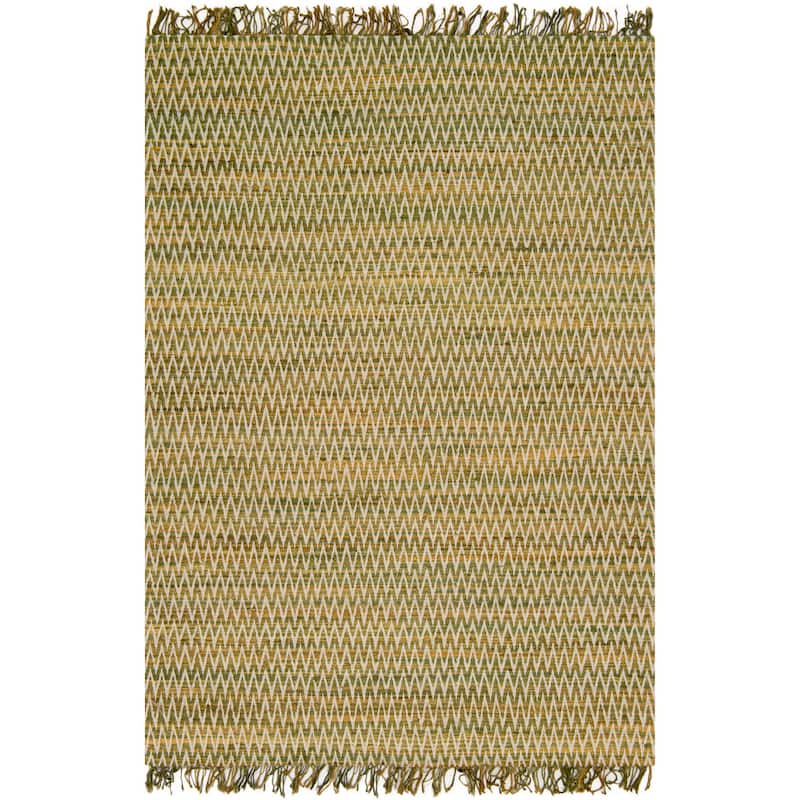 Alexander Home Hand-woven Jute Chevron Stitch Fringe Area Rug