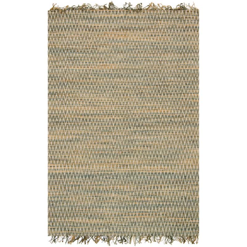 Alexander Home Hand-woven Jute Chevron Stitch Fringe Area Rug