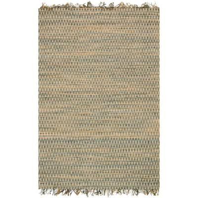 Alexander Home Hand-woven Jute Chevron Stitch Fringe Area Rug